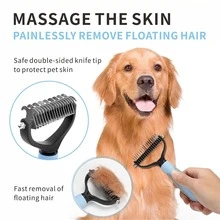 1 Lược chải lông cho chó, Lược tẩy lông chó cỡ lớn với lưỡi dao bằng thép không gỉ, Bàn chải chải lông cho chó lông dài, Dụng cụ cạo lông cho chó và mèo - Màu xanh lam - Xem 6