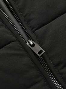 Men's Fashion Loose Turndown Collar Fleece Button Pocket Warm  Padded Coat, Autumn & Winter - Black - View 6