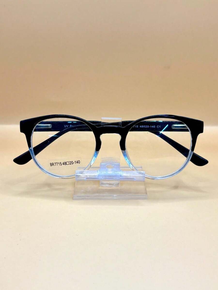 Men's Glasses Round Transparent Black Graphite Frame TR90 Lens High Resistance 7715 - Đen và trắng - Xem 1