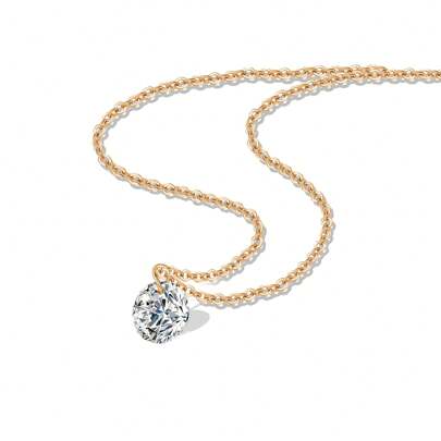 1 Piece 1 Carat Round Moissanite Women's Pendant Necklace, Single Diamond Rose Gold Necklace, S925 Silver Plated 18K White Gold Fashion Necklace For Casual And Elegant