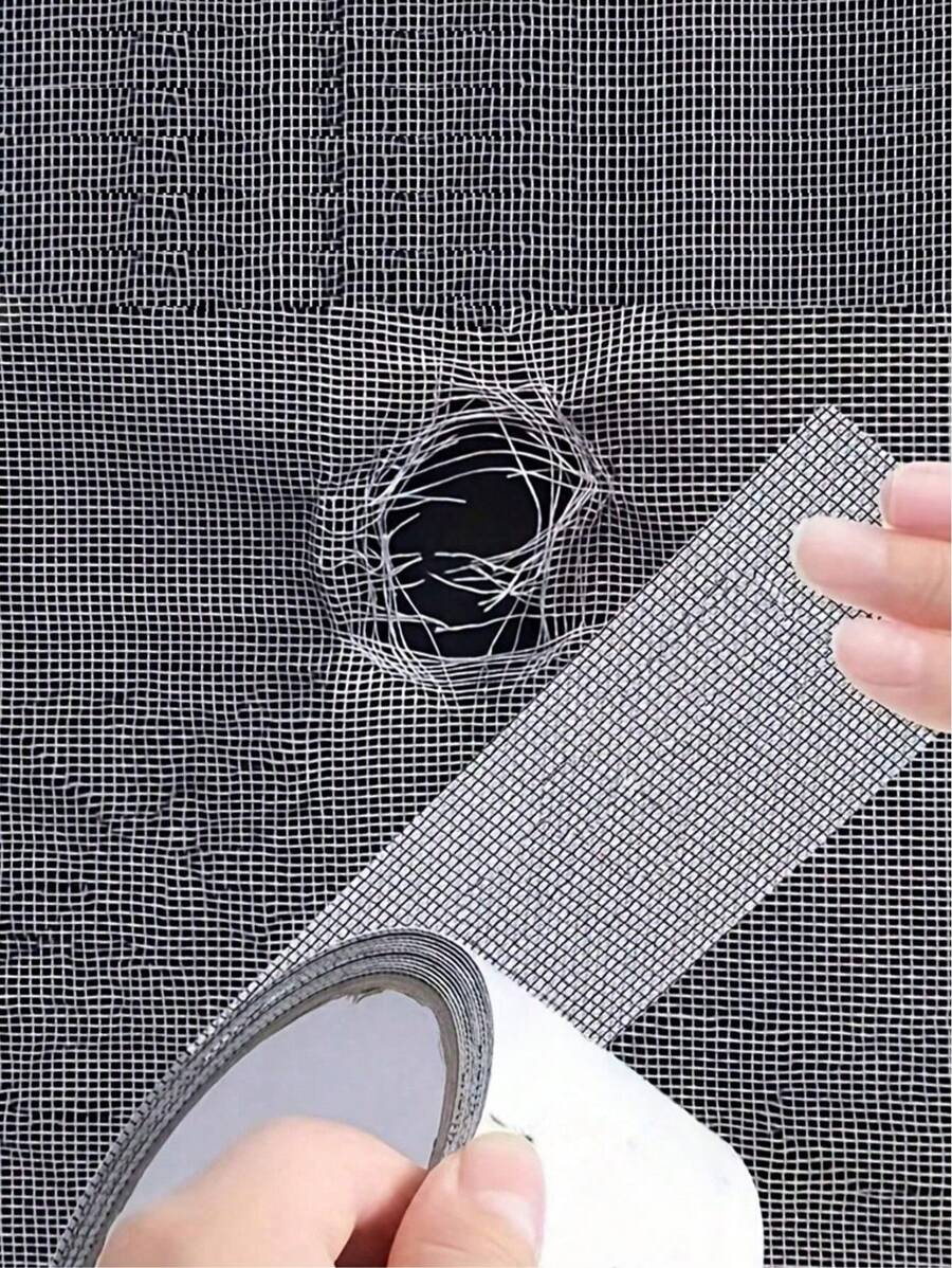 1 pieza Cinta adhesiva para reparación de pantalla de ventana, parche de reparación de agujero de red antiinsectos, adecuado para puerta de dormitorio/cortina/reparación de red, cinta adhesiva resistente para reparación de pantalla de ventana, arregla desgarros y red a prueba de insectos (patrón aleatorio) - Gris - Ver 1