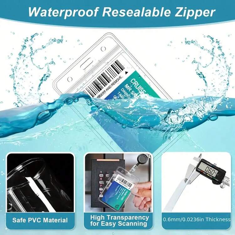 2pcs Retractable ID Card Badge Holder- Waterproof PVC Card Sleeve With Lanyard, For Teachers/Office Workers Back To School - Black - View 3