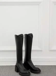 2024 New Thick Heel Thigh High Boots For Women Over-The-Knee High Boots Thick Sole Slim Boots For Autumn Winter