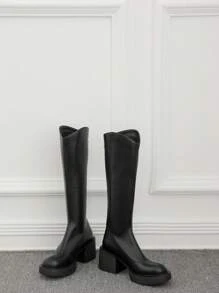 2024 New Thick Heel Thigh High Boots For Women Over-The-Knee High Boots Thick Sole Slim Boots For Autumn Winter