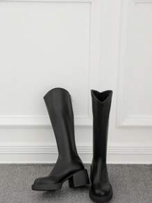 2024 New Thick Heel Thigh High Boots For Women Over-The-Knee High Boots Thick Sole Slim Boots For Autumn Winter