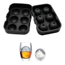 Forma De Silicone 6 Gelo Cubo Grande 4,8cm Redondo - Preto - Visão 4