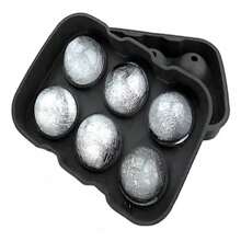 Forma De Silicone 6 Gelo Cubo Grande 4,8cm Redondo - Preto - Visão 2