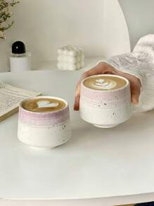 1pc Vintage-Style Rough Ceramic Pink Coffee Cup, High-Grade Latte Mug For Home, Cafe, Restaurant, Gathering - Pink Stoneware Cup - View 4