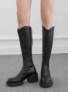 2024 New Thick Heel Thigh High Boots For Women Over-The-Knee High Boots Thick Sole Slim Boots For Autumn Winter