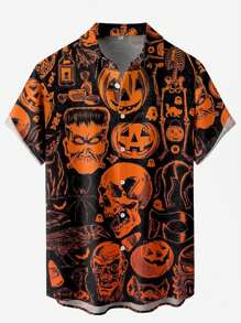 Men #39 s Plus Size Halloween Vacation Casual Outdoor Skull Pumpkin Ghost