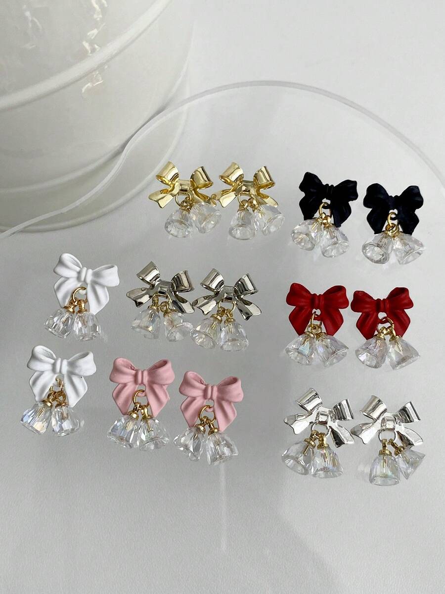 10 Phụ kiện trang trí móng tay nghệ thuật bằng kim loại 3D nhiều màu - Mặt dây chuyền Giáng sinh mạ điện nhiều màu, đá giả, trái tim phong cách Punk, chuông leng keng, thiết kế Baroque cổ điển - Dùng cho tiệm làm móng, tự làm, lễ tình nhân, đám cưới Phụ kiện làm móng Móng tay, mặt dây chuyền, đá quý làm móng