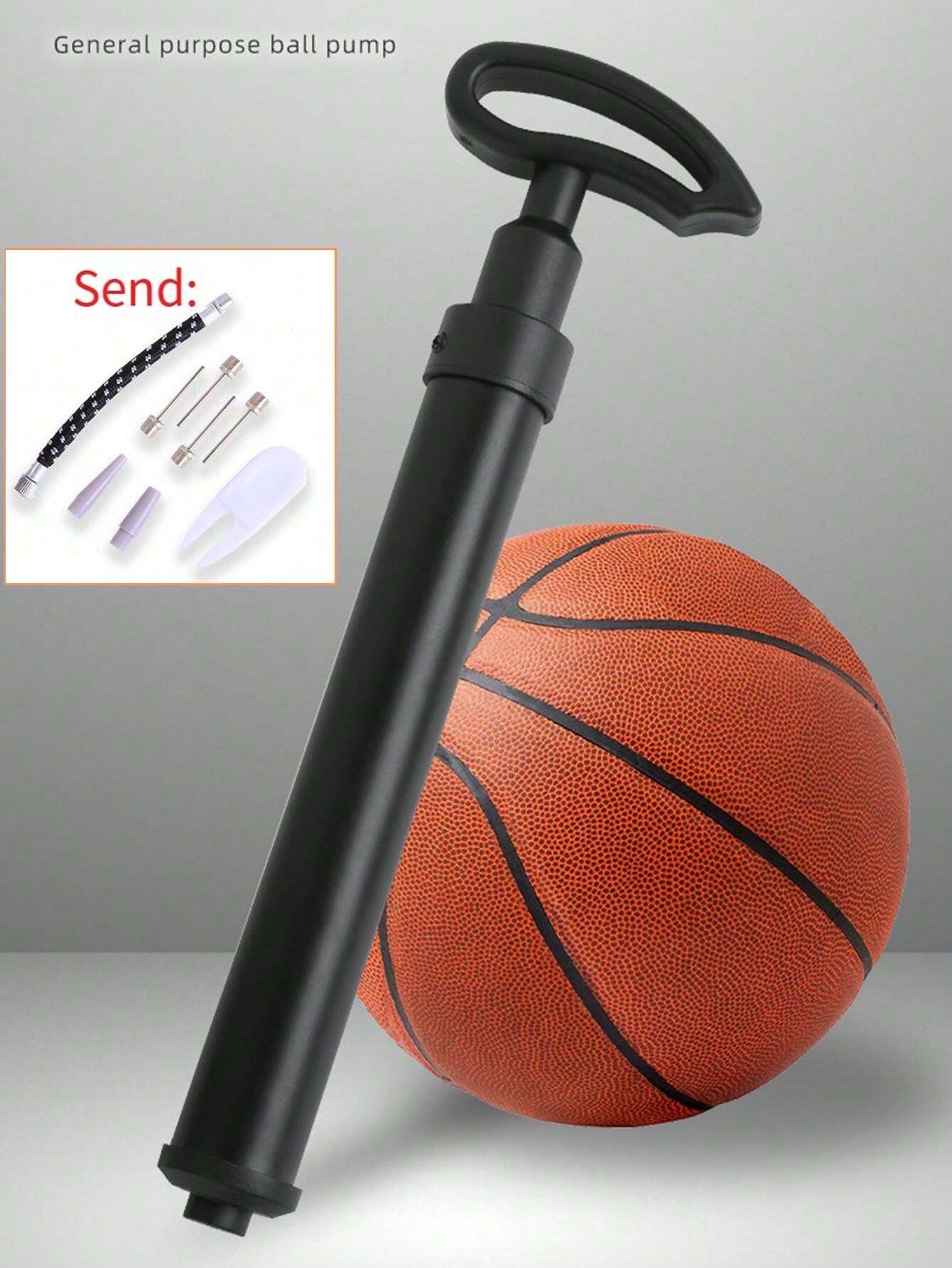 1 set Pompe à gonfler portable multifonction pour ballon de football et de basketball avec tuyau