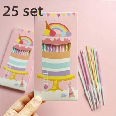 12/300pcs (1 Set Of 12pcs )Metallic Candle Long Green Candle Birthday Candles With Holder Cake Candles For Wedding Birthday Party Decoration
