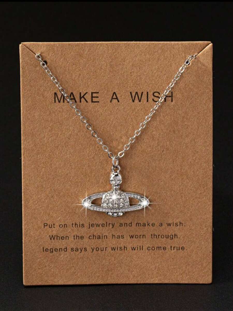 1 pieza Collar con colgante con forma de Tierra simple totalmente cubierto de strass - collar de semana - Ver 1