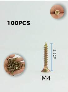 60 PEÇAS/100 PEÇAS/285 PEÇAS - Parafusos de Perfuração de Alta Resistência em Fibra de Madeira - Revestimento de Zinco Amarelo - Adequado para Madeira, Alumínio e Drywall - Tamanhos Disponíveis M4 (16-50mm)