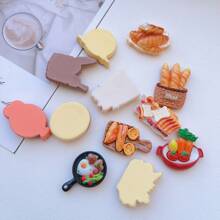 10 Stücke sortiertes Mini-Food DIY Harz Handwerk Zubehör - Brot, Schmuckzubehör, Schreibwaren, Handyhülle, Schlüsselanhänger, Tasse, Schuhschnalle, Kühlschrankmagnet Dekoaufkleber, Schmuckherstellungsset, beidseitiger Kleber enthalten