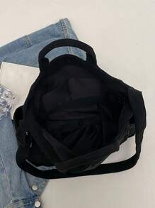 Bolso de hombro de unicolor versátil y sencillo para mujer, bolso tipo hobo de pana casual con múltiples bolsillos de gran capacidad, bolso de cubo cruzado, bolso de saco vintage para viajes al aire libre, trabajo y compras, puede contener iPad