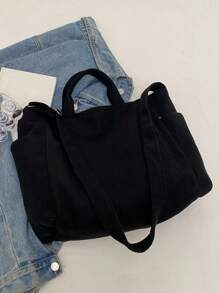 Bolso de hombro de unicolor versátil y sencillo para mujer, bolso tipo hobo de pana casual con múltiples bolsillos de gran capacidad, bolso de cubo cruzado, bolso de saco vintage para viajes al aire libre, trabajo y compras, puede contener iPad
