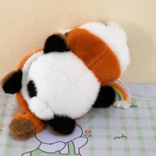 1pc Cute Reversible Plush Doll, Double-Sided Panda To Raccoon Stuffed Doll - Multicolor - View 7