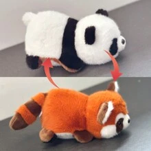 1pc Cute Reversible Plush Doll, Double-Sided Panda To Raccoon Stuffed Doll - Multicolor - View 2