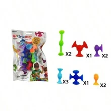 11 piezas de juguete sensorial con succión, bloques de construcción blandos y aliviadores de estrés con ventosa, perfectos para niños pequeños, juguetes para ventanas de viaje, regalo de cumpleaños, juguetes sensoriales para autistas, juguetes de preocupación, juguetes de viaje, juguetes para autistas