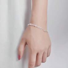 925 Silver Plated Double Layer Beads Bracelet Fashion Jewelry For Women - Silver - View 3