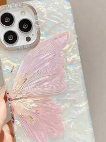 Funda de teléfono estilo Fairycore de manzana compatible con iPhone 15 Pro Max/14 Pro, con protección electrolítica de plata/oro, mariposa protectora, cobertura total de silicona a prueba de golpes para iPhone 13 Pro, minimalista para iPhone 12