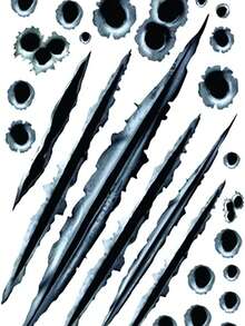 Bullet Hole & Scratch Stickers, Realistic Fake Bullet Holes & Scratch Decals, Large Size Waterproof For Automotive - Black - View 1