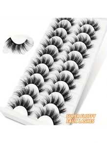 10 Pairs Of 8D Fake Eyelashes, Naturally Fluffy, Long-Lasting Eye-Catching, Using Long And Dense Eyelashes To Create A Dazzling Effect