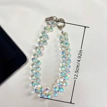 1 件闪亮串珠手机配件链，DIY 透明串珠手机挂绳钥匙扣，兼容 iPhone 三星 AirPods 手机壳，通用吊坠短腕带手持 - 彩色 - 查看 12