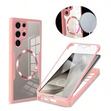 Hadaasi 1 ốp lưng bảo vệ toàn thân 360° cao cấp bằng acrylic trong suốt, có nam châm, tích hợp miếng dán màn hình, chất liệu thân thiện với da, chống trầy xước, tương thích với Samsung Galaxy S26 Ultra/S26 Plus/S26/M36/S25 FE và Apple 17e/17 Pro/17 Pro Max/17 Air/17, 16e, Reno 14 Pro, Honor 400 Pro/400/400 Lite, Reno 14 F, Hot 60 Pro/Hot 60 Pro+, 15C - Hồng - Xem 2