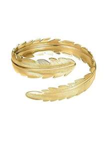 Arm Cuff Jewelry For Women Gold Silver Arm Cuff Upper Arm Minimalist Arm Cuff Bracelet Twisted Multilayer Leaf Adjustable Arm Bangle Coil Armband Jewelry - Golden Or Silver - View 7