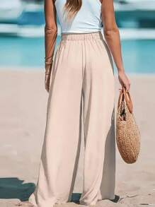Elegant And Loose High-Waisted Pantaloon Pants - Beige - View 2