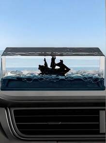 1pc Unsinkable Black Pearl Cruise Ship Bottle Decoration, Pirate Ship Decor For Desktop, Graduation Gift, Fluid Drift Boat Model For Home, Office, Car Display, Interesting Motion Sickness Gift For Boys, Ocean Cruise Lover - Transparent Green - View 11