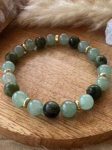 1 Vòng Tay May Mắn Được Làm Bằng Đá Aventurine Xanh, Đá Quý Ngọc Tự Làm Vòng Tay Trang Sức Thủ Công Bằng Thép Không gỉ Vàng Vòng Tay Pha Lê Chữa Bệnh Quà Tặng Cho Nam Nữ Cô Gái Giảm Lo Âu - Nhiều màu - Xem 6