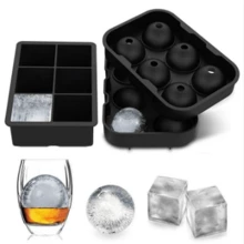 Forma De Silicone 6 Gelo Cubo Grande 4,8cm Redondo - Preto - Visão 1