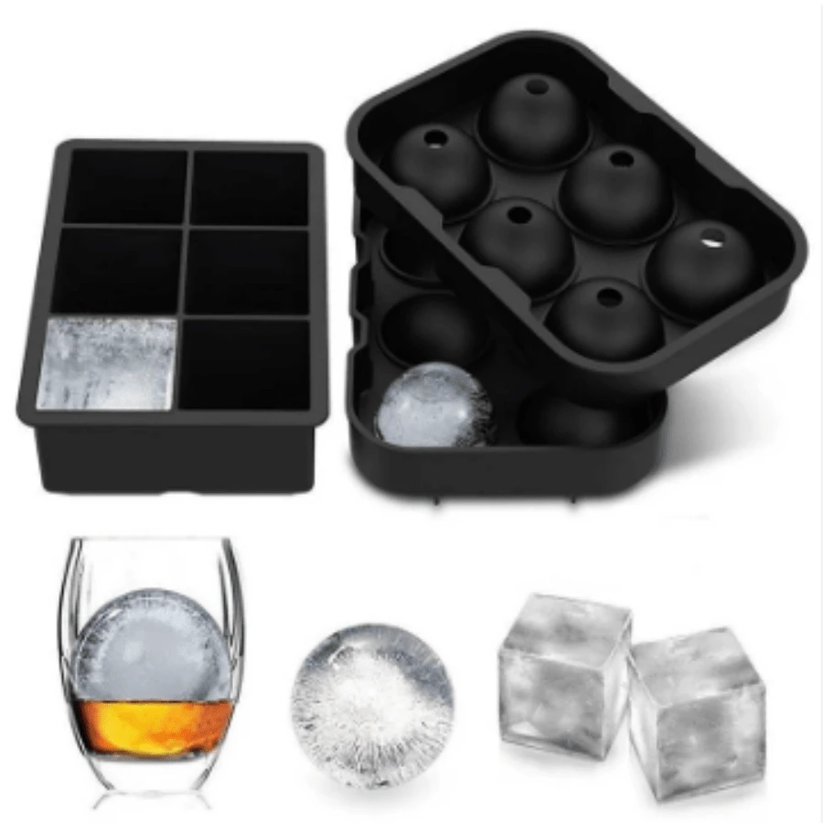 Forma De Silicone 6 Gelo Cubo Grande 4,8cm Redondo - Preto - Visão 1
