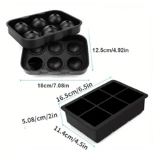 Forma De Silicone 6 Gelo Cubo Grande 4,8cm Redondo - Preto - Visão 3