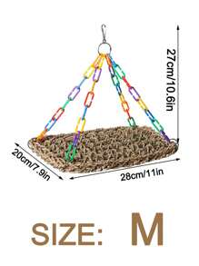 906 Woven Bird Hammock, Woven Grass Bird Hammock Toys With Adjustable Chain Rings, Four Seasons Pet Swing Bed, Comfortable Hanging Nest Game Accessory, Parrot Toys, Climbing Net, Four Seasons Hammock