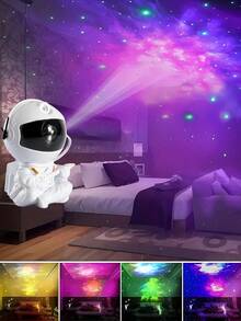 1 宇航员星空投影夜灯，USB 灯投影仪，星空繁星点点北极光星夜投影仪，送给朋友和家人的礼物，用这款宇航员投影灯将您的房间变成充满星星的星系！ - 彩色 - 查看 2