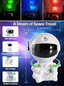 1 宇航员星空投影夜灯，USB 灯投影仪，星空繁星点点北极光星夜投影仪，送给朋友和家人的礼物，用这款宇航员投影灯将您的房间变成充满星星的星系！ - 彩色 - 查看 9