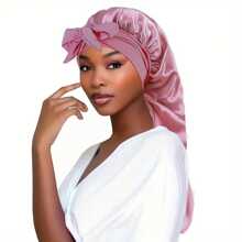 ZTZI Braid Bonnet With Tie Band Soft Breathable Sleeping Night Cap Elegant Solid Color Extra Long Satin Bonnets For Women Girls - Multicolor - View 16