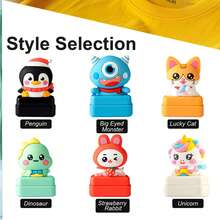 100 张个性化姓名贴纸和 1 张定制姓名印章，适用于服装防水个性化姓名印章、手写签名印章、个性化服装印章、DIY 定制卡通自墨姓名印章，适用于商务用途学校学生文具礼物