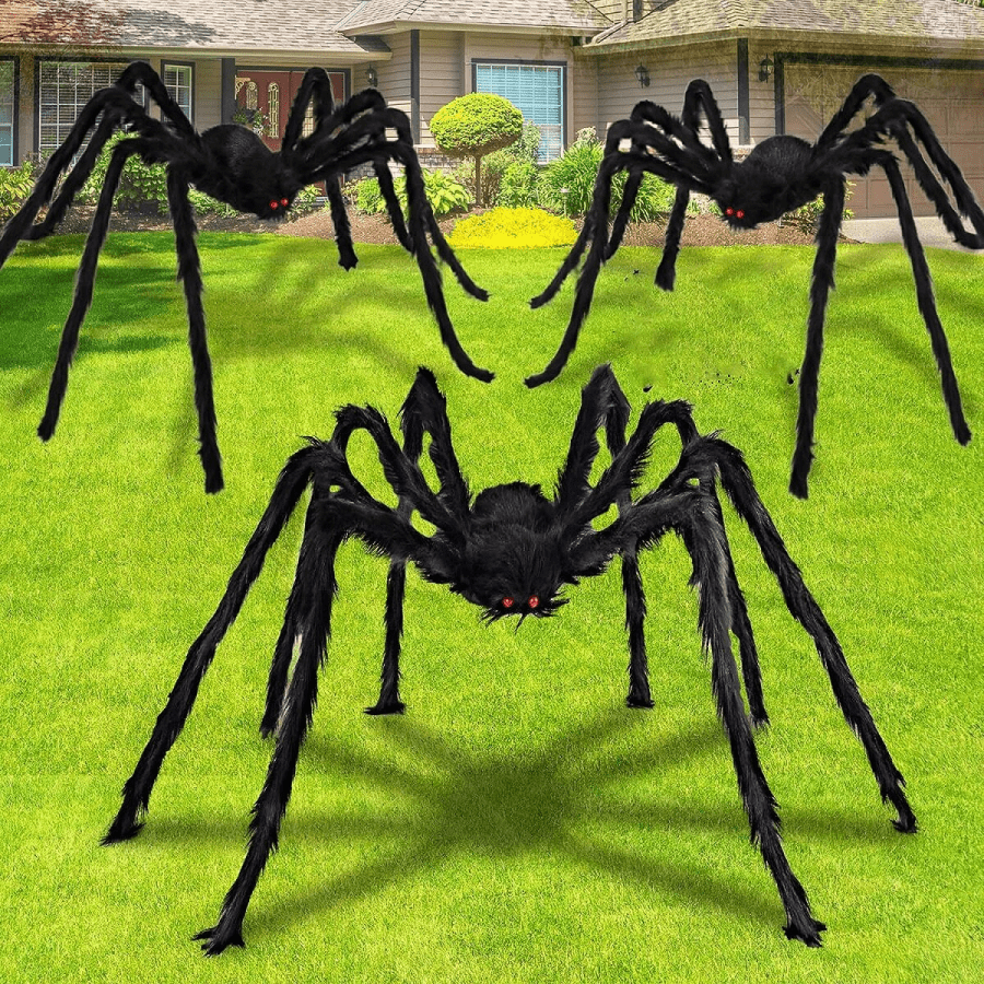 1pc Black Furry Giant Spider, Scary Oversized Spider, Fake Large Spider, Hairy Spider Prop Halloween Outdoor Decor Party Decoration Fall Autumn,