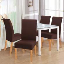 Fundas para sillas,Cubre sillas de Elástica Forros para Sillas Removibles Y Lavables Poliéster Duradera,Fundas para sillas 6 Piezas - Café integral - Ver 1