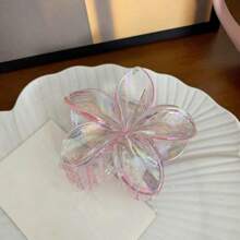 1pc New Plated Iridescent Floral Hair Claw Clip Large Ombre Elegant Hair Accessory