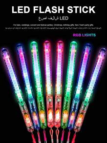1 Pack Of LED Flash Sticks, Luminous Party Supplies With RGB Lights And 7 Flash Modes, Perfect For Bar, Wedding, Party, Concert, Birthday Gift, Toy And Decoration, Warning Lights For Night Activities - Holiday Accessory, Birthday Party Supplies, Wedding Supplies, Glow In The Dark Party Supplies, LED Light Up Toys, Neon Party Favors, Carnival Birthday Wedding Party Games Gifts Parties., Back To School Valentine Day