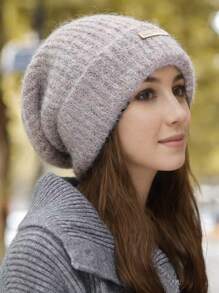 1pc Loose Knitted Beanie Hat, Warm Oversized Rib Knit Cap For Women And Men, Autumn Winter - Multicolor - View 16