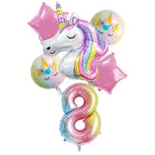 Globos de unicornio - Decoración de fiesta de cumpleaños de unicornio - Conjunto de globos de papel de aluminio - Macarons y globos de unicornio para boda, fiesta de cumpleaños, festival de música, suministros navideños