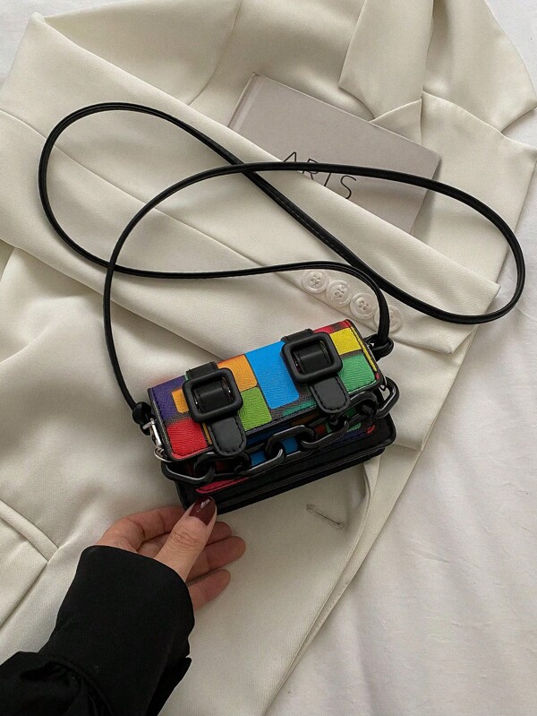 Mini Colorblock Fashion Crossbody Bag Women 2024 New Wave Bag Tie Dye Shoulder Handbag